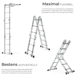TecTake ® Aluminium Mehrzweckleiter, 6in1, 4 x 3 Sprossen, geriffelte Trittfläche, rutschfest, klappbar Sale