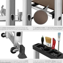 TecTake ® Aluminium Multigerüst, 4 in 1, stabil, Belastbarkeit 150 kg Hot