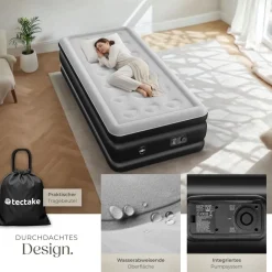 ® Aufblasbare Matratze, für 1 oder 2 Personen, ergonomisches Luftsäulensystem, inkl. manuellem Ventil und Tragebeutel ^ TecTake Online