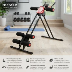 ® Bauchtrainer, 5-fach verstellbar, klappbar, mit Trainingscomputer ^ TecTake Outlet