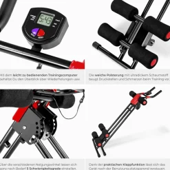 ® Bauchtrainer, 5-fach verstellbar, klappbar, mit Trainingscomputer ^ TecTake Outlet