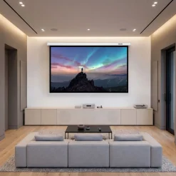 ® Beamer-Leinwand, für 4K, HD, Ultra HD und Full HD, Gain-Faktor 1,0, ausziehbares Gewebetuch, faltenfrei, Format 16:9, 72“ ^ TecTake New