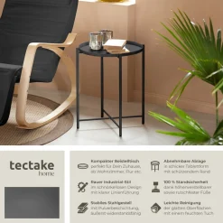 ® Beistelltisch, Stahl, filigranes Gestell, 45,5 x 45,5 x 53 cm ^ TecTake Clearance