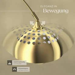 ® Bogenleuchte, 70er Jahre Retro-Stil, Teleskopbogen mit schwenkbarem Lampenschirm, Fußschalter, höhenverstellbar 187 - 206 cm ^ TecTake New