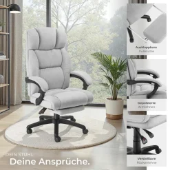 ® Bürostuhl, dicke Polsterung mit weichem Velours, ergonomische Form, Belastbarkeit 120 kg ^ TecTake Discount