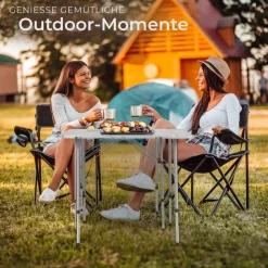 TecTake ® Campingtisch, klappbar, stufenlos höhenverstellbare Beine, 80 x 60 x 68 cm