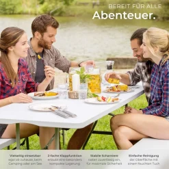 ® Campingtisch, klappbar, wetterfest, 120 kg Belastbarkeit, gummierter Tragegriff ^ TecTake Online