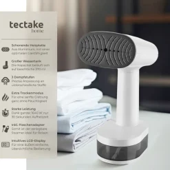 ® Dampfglätter, 3 Dampfmodi und Trockenbügelfunktion, Aluminium-Heizplatte, textilschonend, LCD-Display, 15 x 9,5 x 23 cm ^ TecTake Outlet
