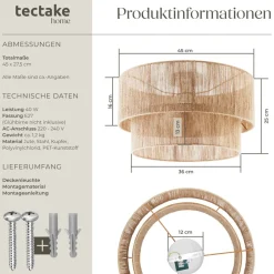 ® Deckenleuchte , Boho-Stil, Stahlgestell, 45 x 25 cm ^ TecTake Best