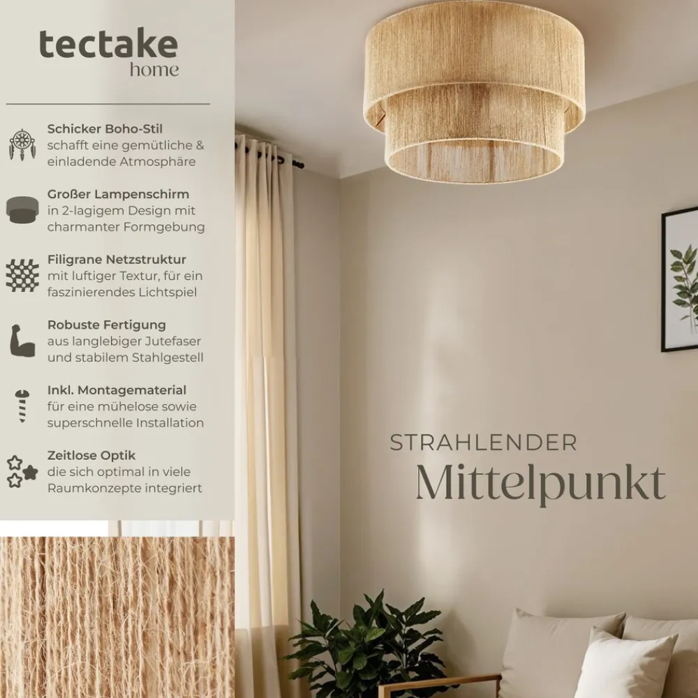 ® Deckenleuchte , Boho-Stil, Stahlgestell, 45 x 25 cm ^ TecTake Best