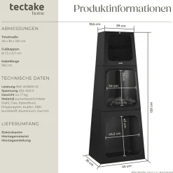 ® Elektrokamin, 2 Leistungsstufen mit 900 W und 1800 W, pulverbeschichteter Stahl, integriertes Thermostat ^ TecTake Outlet