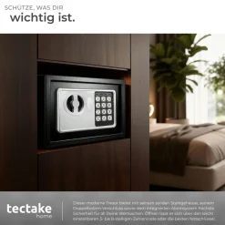 ® Elektronischer Safe, mit Doppelbolzen-Verschlusssystem, wählbarer Sicherheitscode und 2 Schlüssel zur Notöffnung, 17 x 23 x 17 cm ^ TecTake Hot