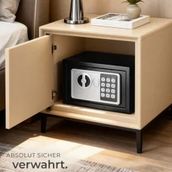 ® Elektronischer Safe, mit Doppelbolzen-Verschlusssystem, wählbarer Sicherheitscode und 2 Schlüssel zur Notöffnung, 17 x 23 x 17 cm ^ TecTake Hot