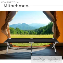 TecTake ® 2er Set Feldbett, mit Aluminiumgestell, Belastbarkeit 150 kg, 190 x 70 x 45 cm schwarz