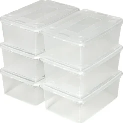 TecTake ® 6er-Set Schuhbox, mit Deckel, stapelbar, 33 x 23 x 12 cm Sale