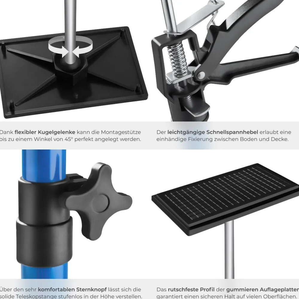 ® 4er-Set Teleskopstützen, stufenlos höhenverstellbar, Belastbarkeit 30 kg je Stütze, mit Schnellspannsystem ^ TecTake Online