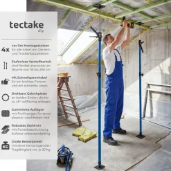 ® 4er-Set Teleskopstützen, stufenlos höhenverstellbar, Belastbarkeit 30 kg je Stütze, mit Schnellspannsystem ^ TecTake Online