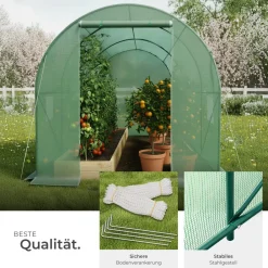 TecTake ® Foliengewächshaus, 11,4 m³, in Tunnelform mit 6 Fenstern, Reißverschlussöffnung, 343 x 200 x 200 cm Discount