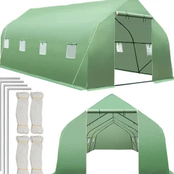 TecTake ® Foliengewächshaus, 27 m³, in Zeltform mit 8 Fenstern, Reißverschlussöffnung, 600 x 300 x 205 cm Online