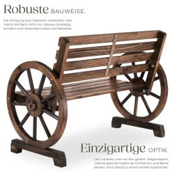TecTake ® Gartenbank, 2-Sitzer, 106 x 55 x 78 cm, geflammtes Massivholz mit Lackierung, Belastbarkeit 320 kg Clearance