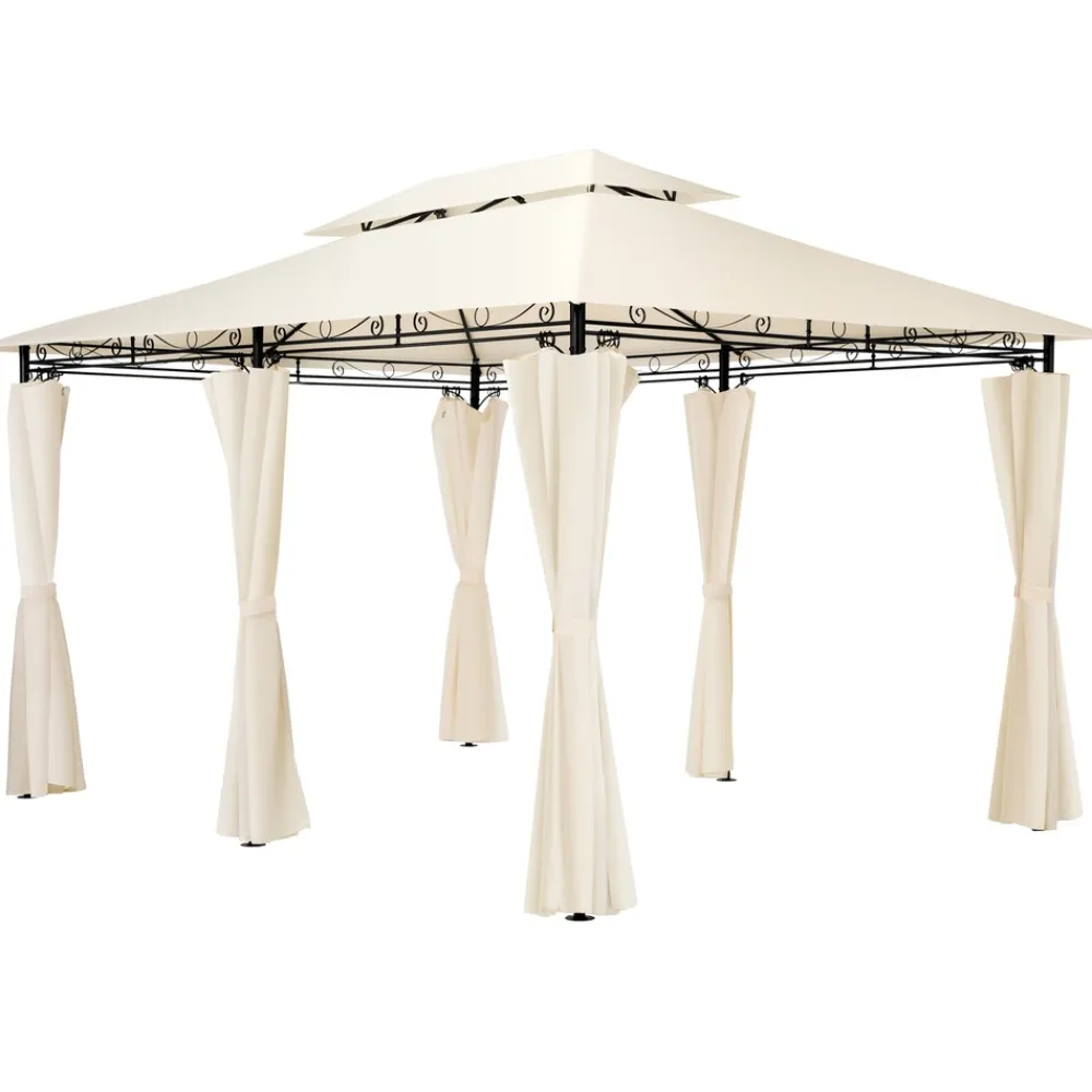 ® Gartenpavillon, 4 x 3 m, Doppeldachsystem, inklusive Spannseilen und Heringen ^ TecTake Best