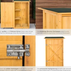 ® Gartenschrank mit Flachdach, aus imprägniertem Nadelholz, Dachpappe aus Bitumen, 75 x 56 x 118 cm ^ TecTake Hot