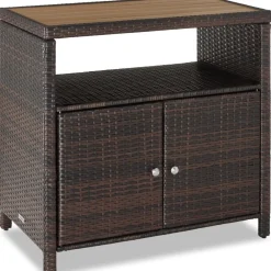 TecTake ® Gartenschrank, wetterfest und UV-beständig, starkes Magnetschloss, 110 kg Belastbarkeit, höhenverstellbare Füße, 90 x 55,5 x 87 cm braun Hot
