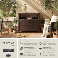TecTake ® Gartenschrank, wetterfest und UV-beständig, starkes Magnetschloss, 110 kg Belastbarkeit, höhenverstellbare Füße, 90 x 55,5 x 87 cm braun Hot