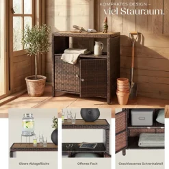 TecTake ® Gartenschrank, wetterfest und UV-beständig, starkes Magnetschloss, 110 kg Belastbarkeit, höhenverstellbare Füße, 90 x 55,5 x 87 cm braun Hot