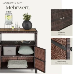 TecTake ® Gartenschrank, wetterfest und UV-beständig, starkes Magnetschloss, 110 kg Belastbarkeit, höhenverstellbare Füße, 90 x 55,5 x 87 cm braun Hot