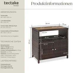 TecTake ® Gartenschrank, wetterfest und UV-beständig, starkes Magnetschloss, 110 kg Belastbarkeit, höhenverstellbare Füße, 90 x 55,5 x 87 cm braun Hot