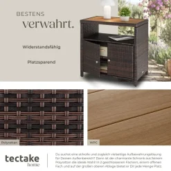 TecTake ® Gartenschrank, wetterfest und UV-beständig, starkes Magnetschloss, 110 kg Belastbarkeit, höhenverstellbare Füße, 90 x 55,5 x 87 cm braun Hot