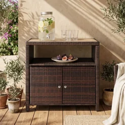 TecTake ® Gartenschrank, wetterfest und UV-beständig, starkes Magnetschloss, 110 kg Belastbarkeit, höhenverstellbare Füße, 90 x 55,5 x 87 cm braun Hot