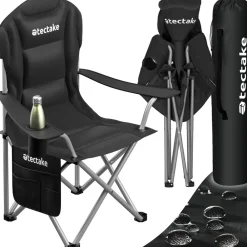 TecTake ® Gepolsterter Campingstuhl, faltbar, inkl. Tragetasche, wasserabweisendes 600D Oxford-Gewebe, 88,5 x 55 x 103 cm, Belastbarkeit 120 kg Online