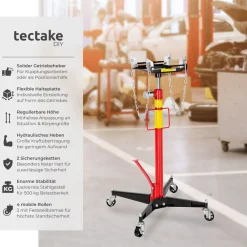 TecTake ® Getriebeheber, Belastbarkeit 500 kg, flexible Breiteneinstellung, Standfestes Fußkreuz mit 4 Lenkrollen