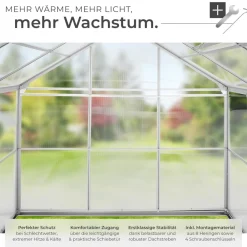 TecTake ® Gewächshaus mit Fundament, 5,85 m³, UV-beständig und wärmedämmend, 185 x 190 x 195 cm Sale