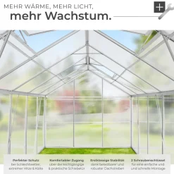 ® Gewächshaus, 11,13 m³, UV-beständig und wärmedämmend, 185 x 375 x 195 cm ^ TecTake