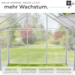 ® Gewächshaus, 7,7 m³, UV-beständig und wärmedämmend, 185 x 250 x 195 cm ^ TecTake Discount