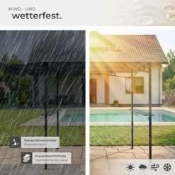 TecTake ® Grillpavillon, wetterfest mit UV-Schutz, klappbare Markise, seitliche Gitterablagen und 6 Haken, 316 x 150 x 250 cm anthrazit Outlet