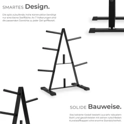 TecTake ® Hantelscheibenständer, mit 7 Aufnahmen, platzsparend, bodenschonende Kunststoffkappen, Belastbarkeit 200 kg New