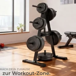 TecTake ® Hantelscheibenständer, mit 7 Aufnahmen, platzsparend, bodenschonende Kunststoffkappen, Belastbarkeit 200 kg New