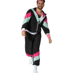 TecTake ® Herrenkostüm Retro 80er 90er Jahre Jogginganzug schwarz,S Best