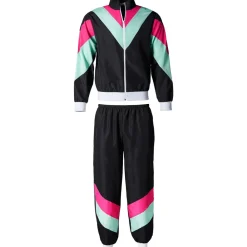 TecTake ® Herrenkostüm Retro 80er 90er Jahre Jogginganzug schwarz,S Best