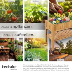 TecTake ® Hochbeet, aus Holz, mit Ablage, Füllmenge 130 l, 119 x 57 x 90 cm Outlet