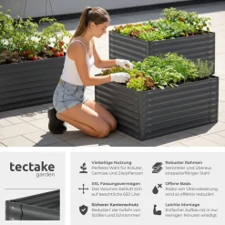 TecTake ® Hochbeet, aus verzinktem Stahl, stabil, sicher, witterungsbeständig, mit offenem Boden und abgerundeten Kanten Discount