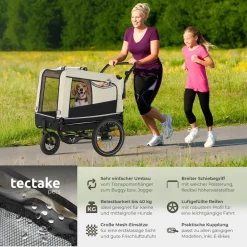 ® Hundeanhänger, 3in1 multifunktional, gefedert, Belastbarkeit 40 kg, 240 Liter, inklusive Reflektoren, Leine und Warnfahne ^ TecTake Online