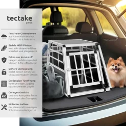 TecTake ® Hundetransportbox single, mit gerader Rückwand, verschließbare Gittertür, mit schützenden Kunststoffecken Clearance