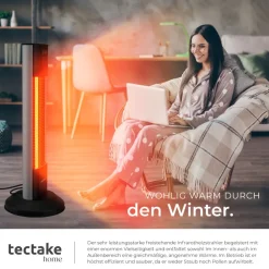 TecTake ® Infrarotheizstrahler, 3 Leistungsstufen 500, 1000 und 1500 W, Aluminiumgehäuse, 29 x 29 x 76,5 cm Sale