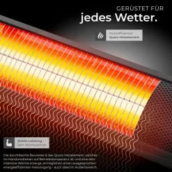 TecTake ® Infrarotheizstrahler , 3 Leistungsstufen, 1000, 2000 und 3000 W, Aluminiumgehäuse, neigbar, einfache Montage, 95 x 11 x 10,5 cm