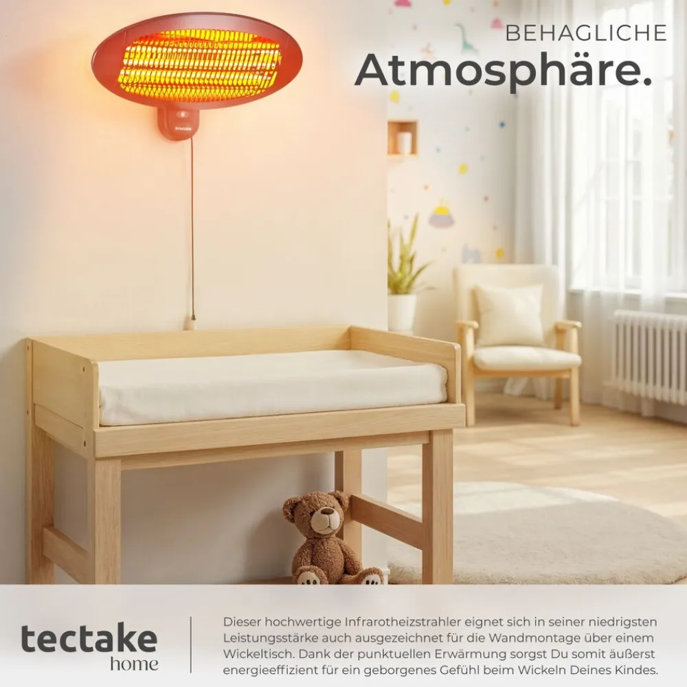 ® Infrarotheizstrahler, 3 Leistungsstufen, 650, 1300 und 2000 W, höhenverstellbar und neigbar, Wandmontage möglich, 50 x 50 x 136 - 213 cm ^ TecTake Discount